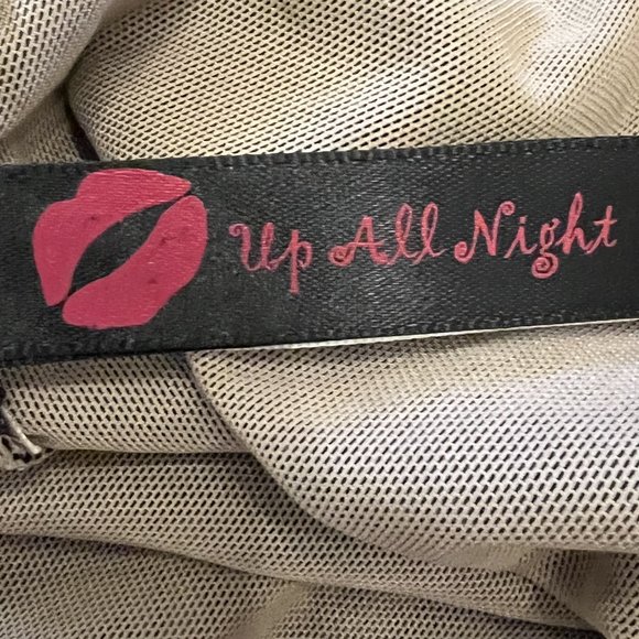 New with tags UP ALL NIGHT Black Lace & Nude Mesh Bodysuit Size Large - Picture 6 of 8